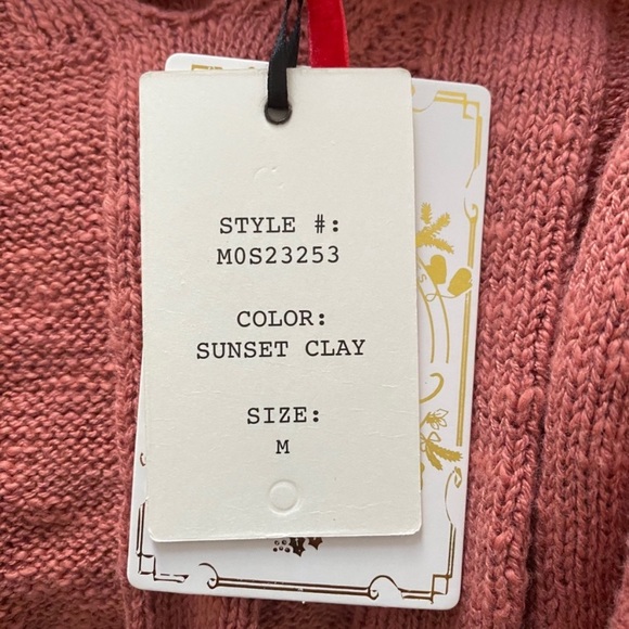 Hippie Rose V-neck Sunset Clay & Crystal Sage Ribbed Sweaters Bundle of two NWT - Picture 8 of 16